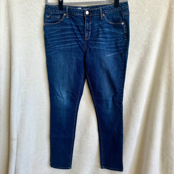 Mossimo Denim Denim - Mossimo Premium Denim Curvy Skinny Jeans Dark Wash Blue Stretch Womens‎ 12R